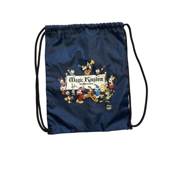 2022 Disney Parks 50th Anniversary Navy Vans Off The Wall Cinch Bag Backpack - Picture 1 of 5